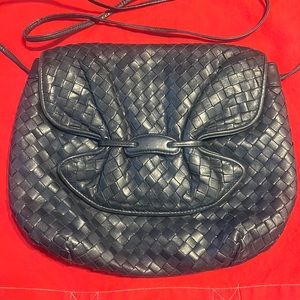 Navy woven leather crossbody bag. BOTTEGA VENETTA style but not.